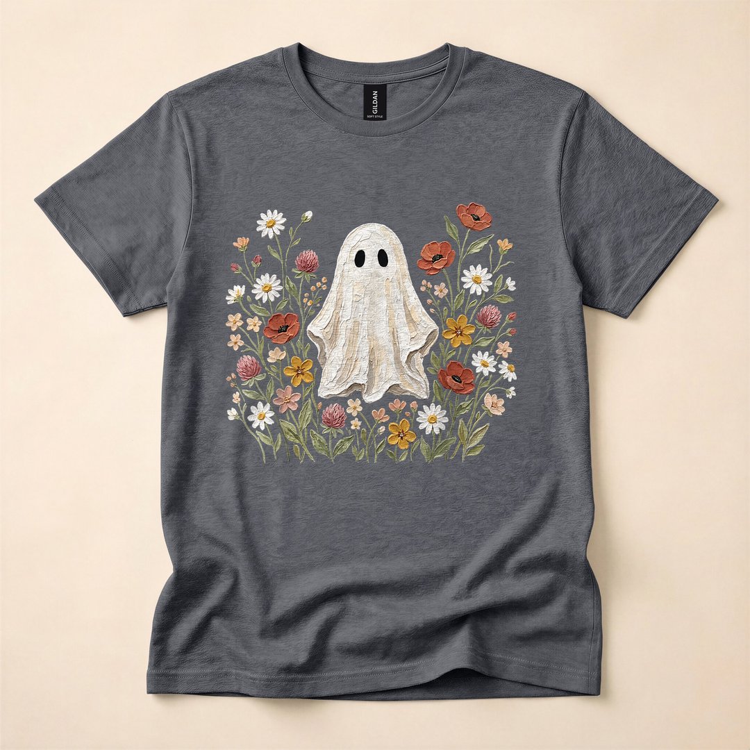Cute Ghost Wildflower Cottagecore Halloween T-Shirt - photo 4