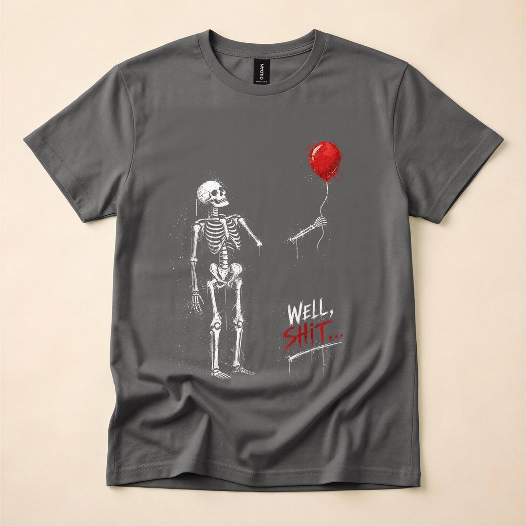 Well Skeleton Clutching Its Balloon Funny T-Shirt - photo 5