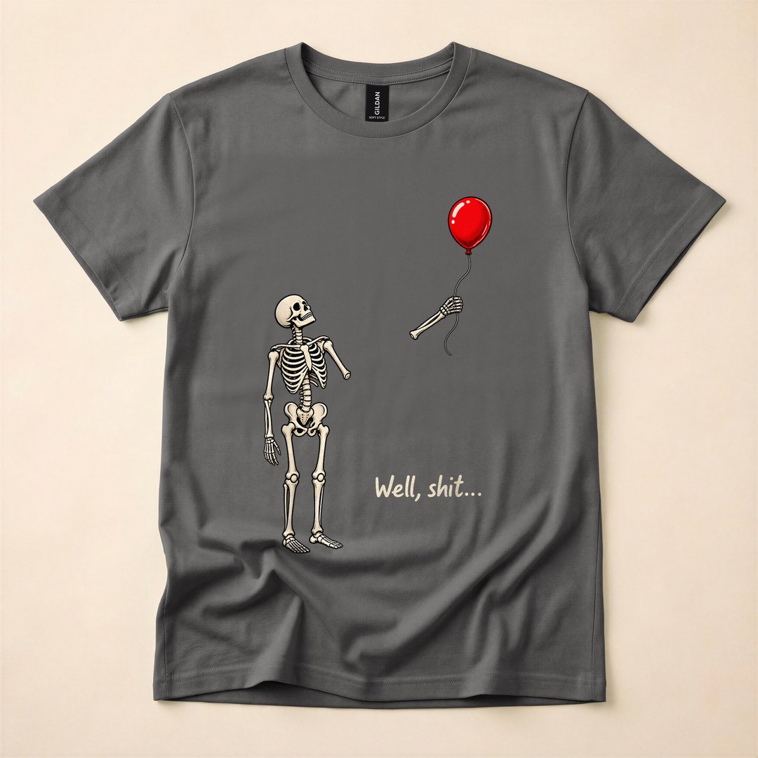 Gothic Skeleton Watching Its Balloon Float Away T-Shirt - photo 5