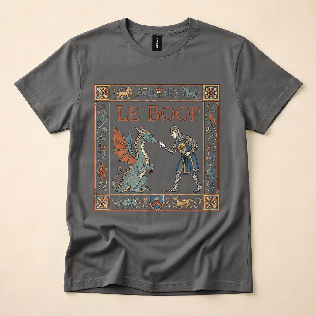 Le Boop Medieval Knight Boops a Dragon Funny T-Shirt - photo 5