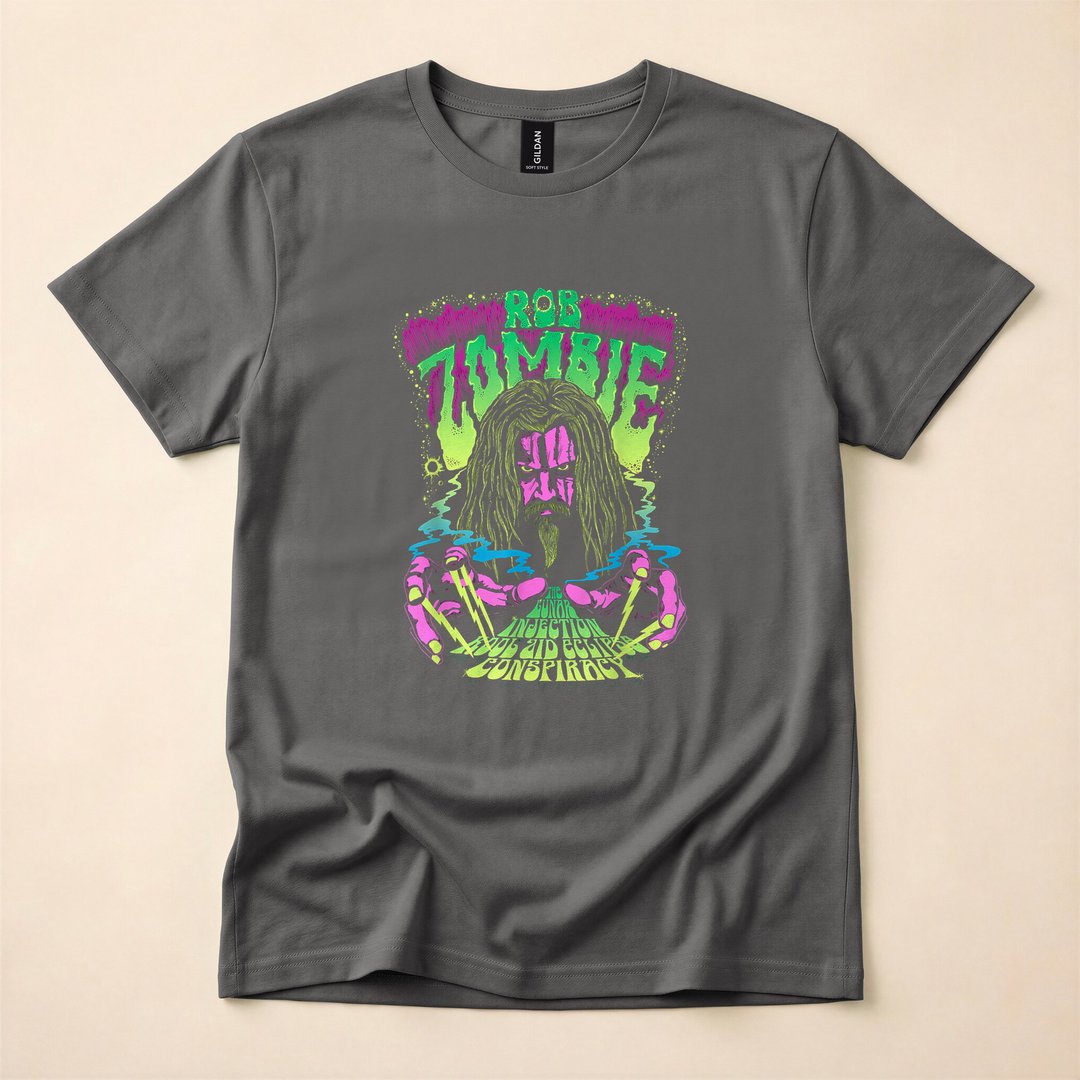 Rob Zombie Lunar Neon Horror Rock T-Shirt - photo 5