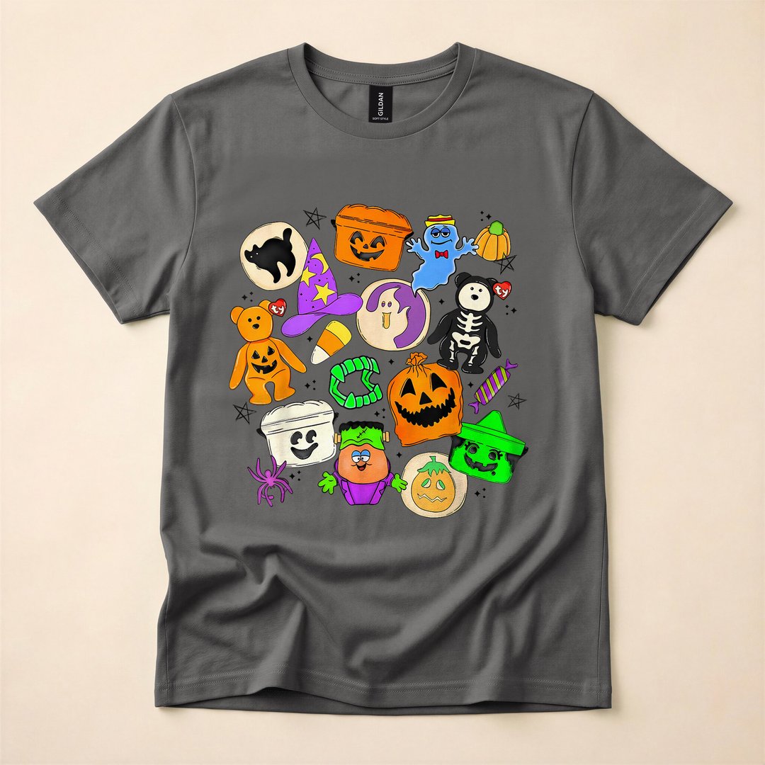 Cute Boo Ghost 90s Doodle Collage Halloween T-Shirt - photo 5