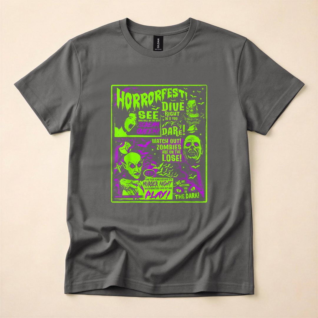 Vintage Horrorfest Retro Movie Poster Halloween T-Shirt - photo 5