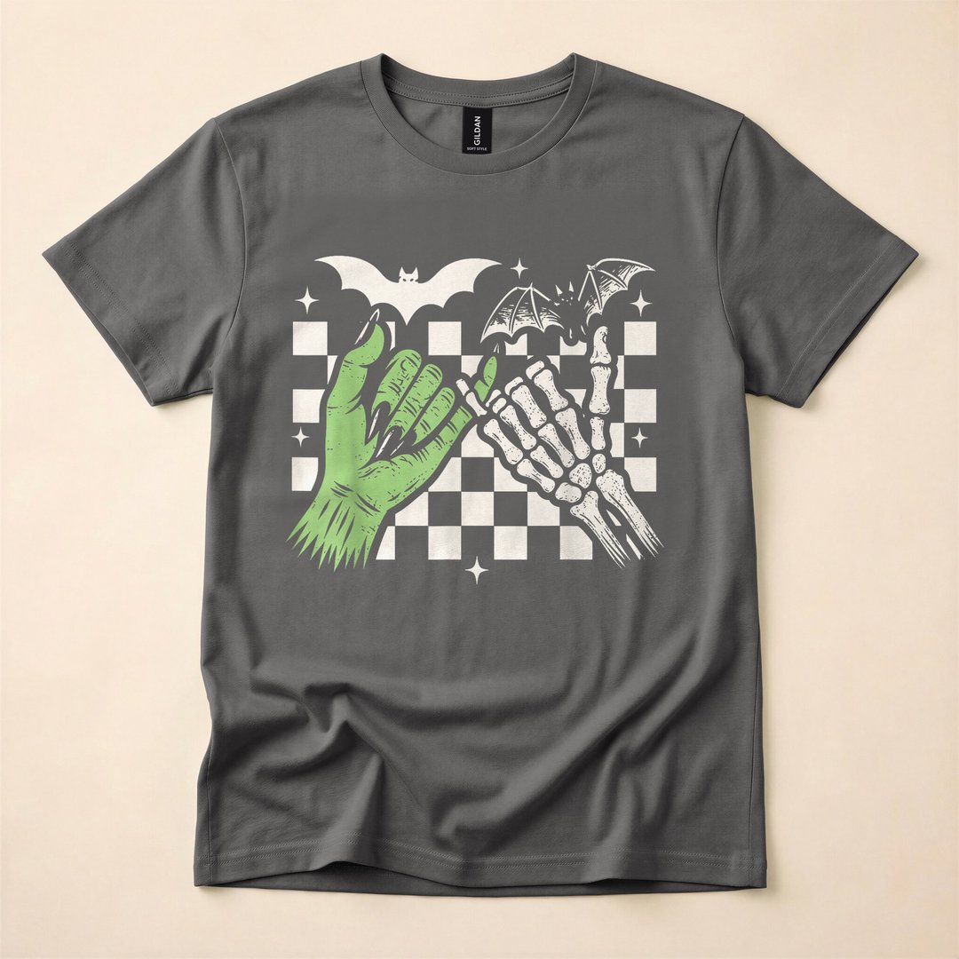 Pinky Promise Skeleton and Bat Spooky Season T-Shirt - photo 5
