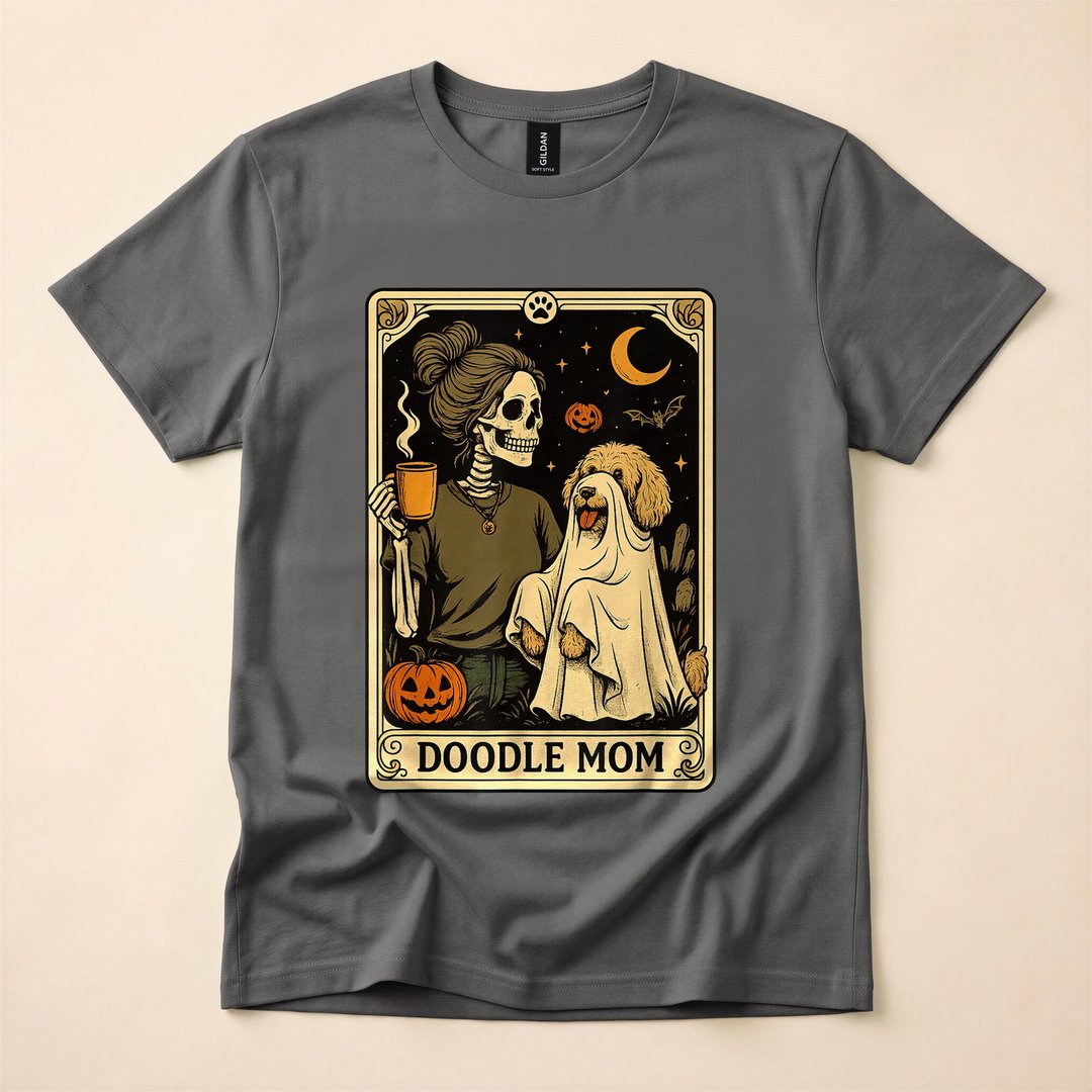 Ghost Goldendoodle Tarot Card Dog Mom Halloween T-Shirt - photo 5