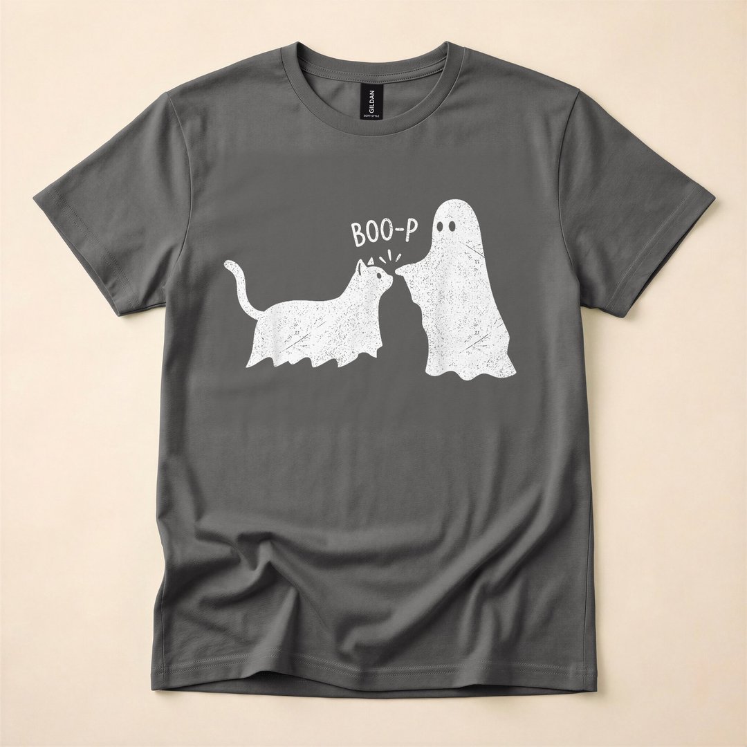 Boo-p Ghost Cat Funny Cat Mom Halloween T-Shirt - photo 5