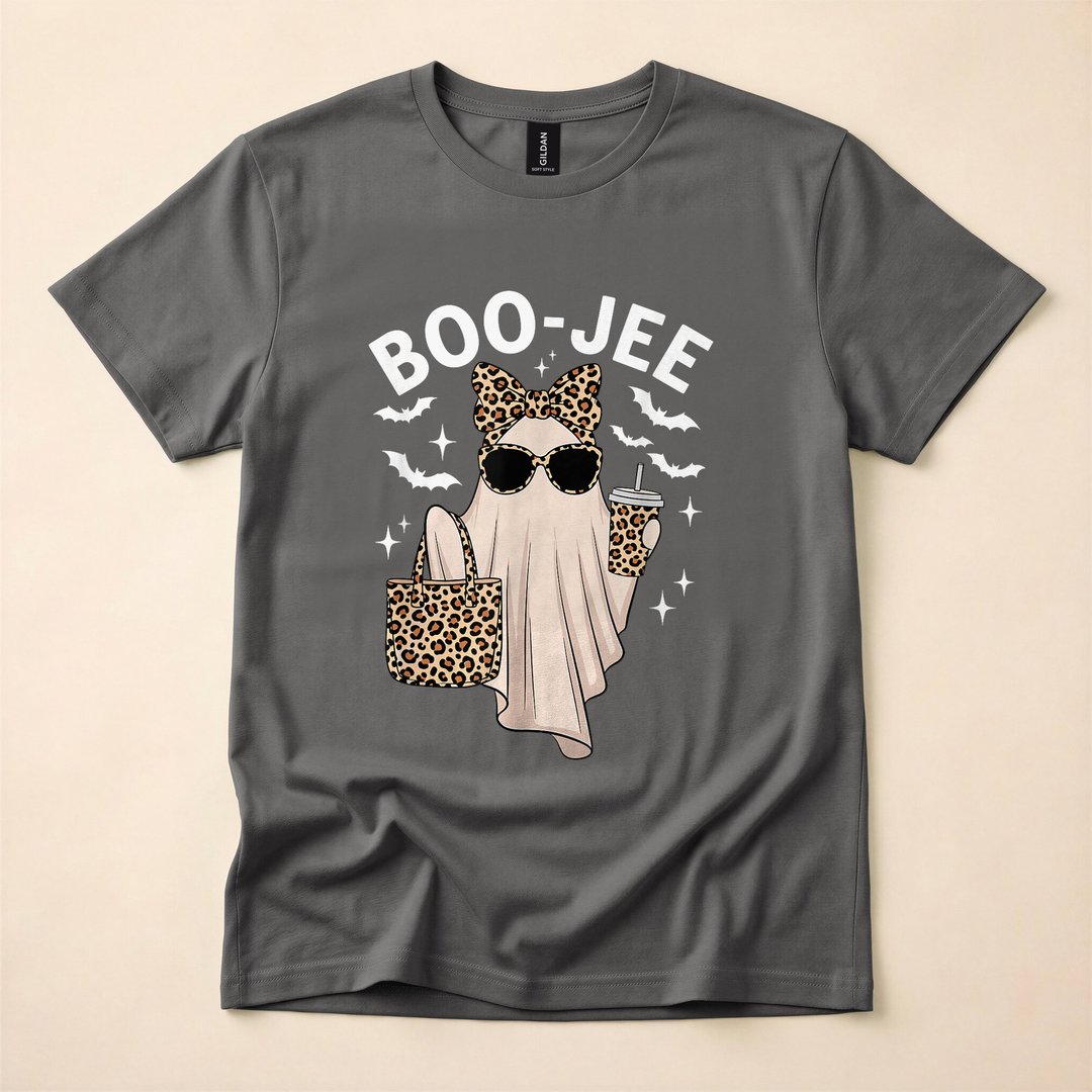 Boo-JEE Coquette Leopard Ghost Coffee Halloween T-Shirt - photo 5