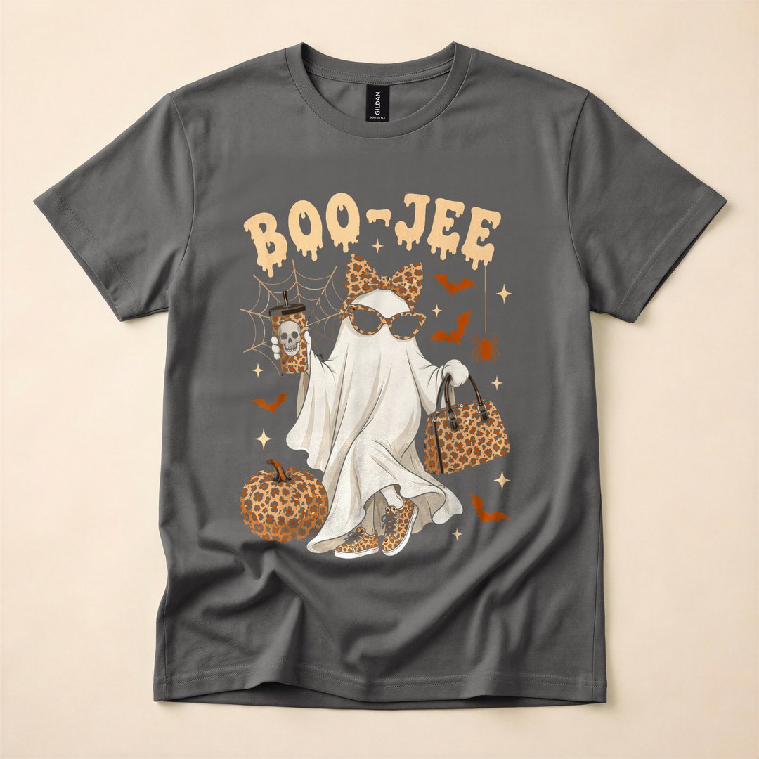 Boujee Ghost Leopard Print Spooky Season T-Shirt - photo 5