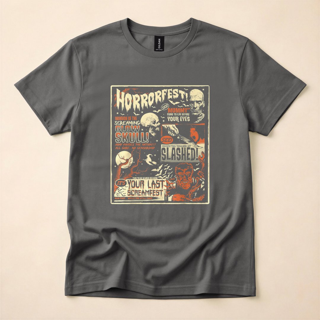 Vintage Horrorfest Terror Movie Poster Halloween T-Shirt - photo 5