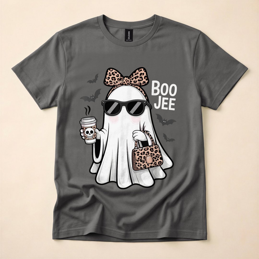Boujee Coquette Ghost with Leopard Coffee Halloween T-Shirt - photo 5