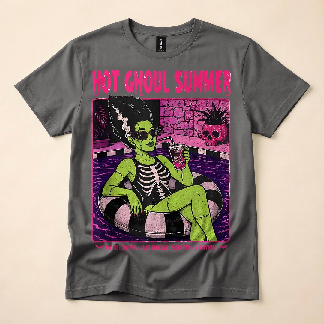 Retro Bride of Frankenstein Hot Ghoul Summer T-Shirt - photo 5