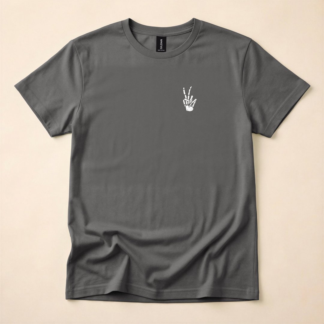 Skeleton Hand Peace Sign Bones Halloween T-Shirt - photo 5