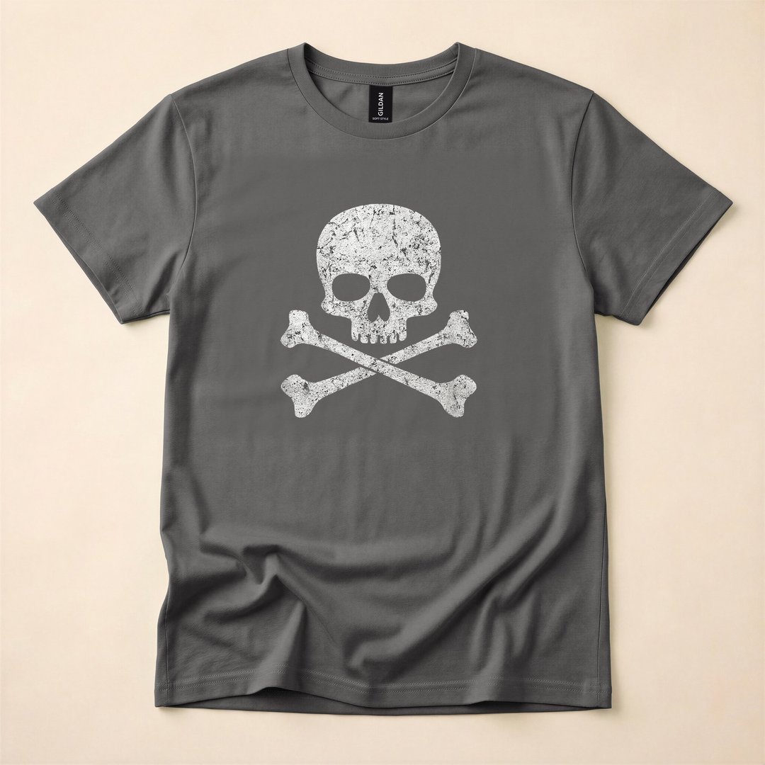 Skull and Crossbones Jolly Roger Skeleton Halloween T-Shirt - photo 5