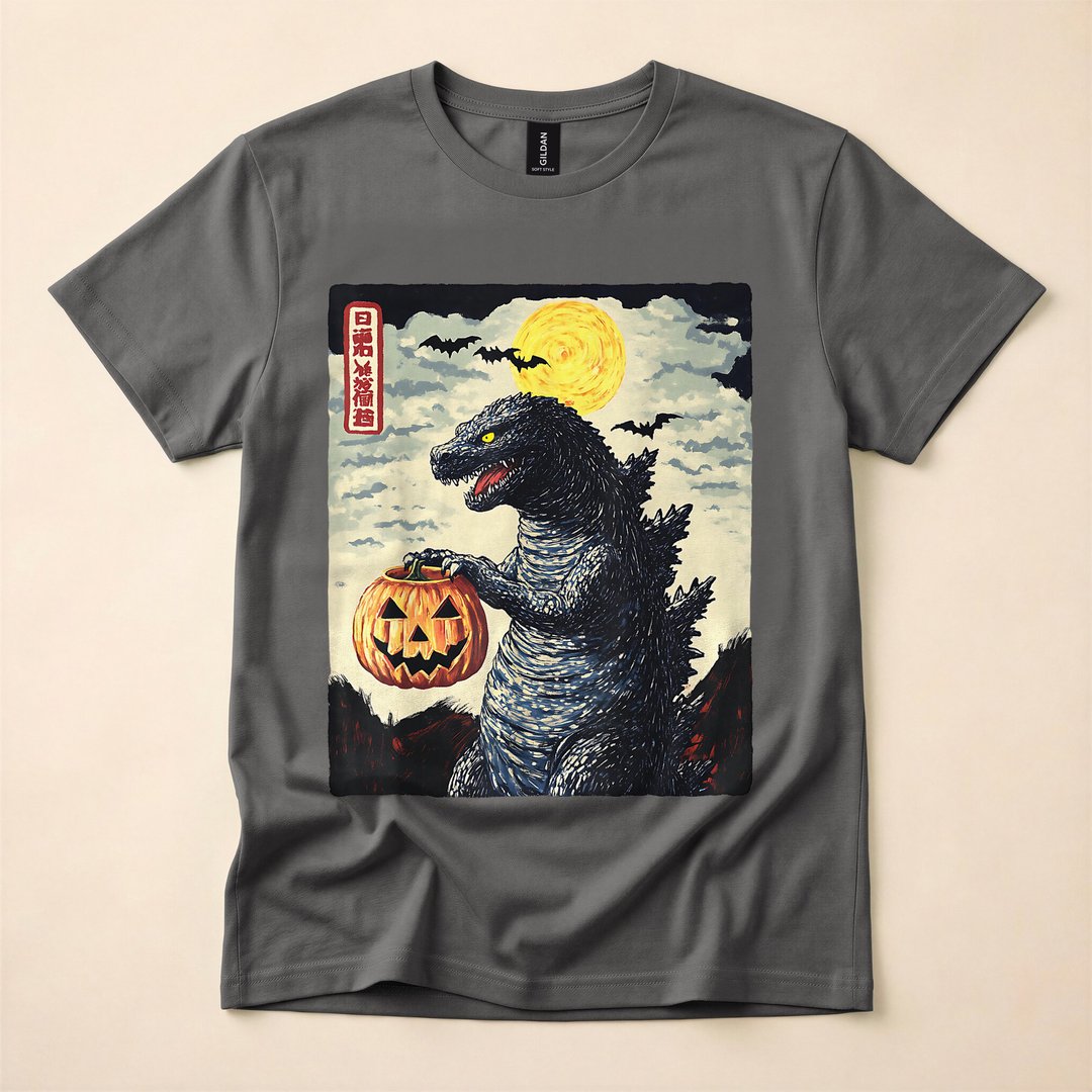 Vintage Japanese Monster Trick or Treat Pumpkin T-Shirt - photo 5