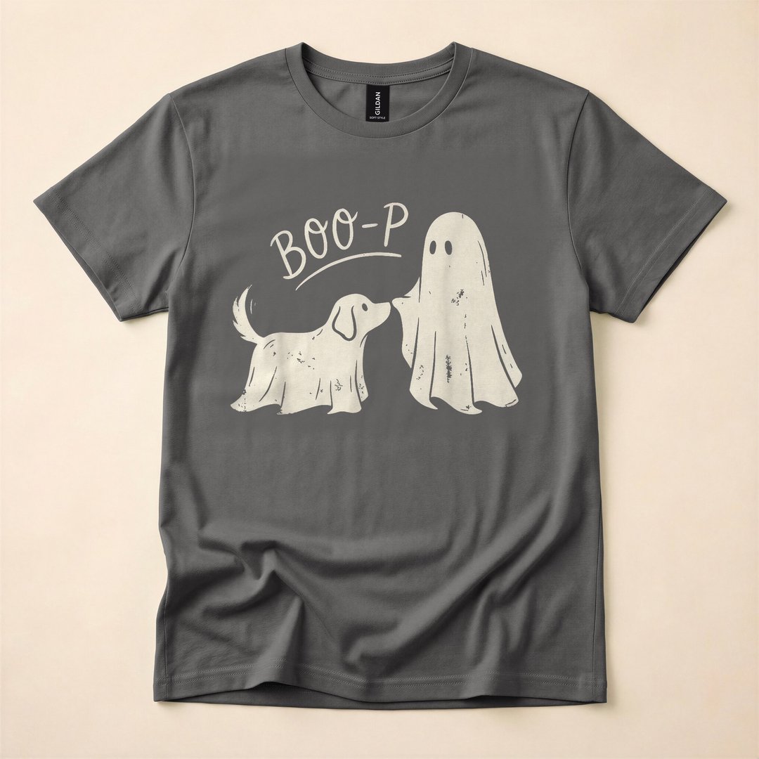 Boo-P Ghost Booping a Dog Nose Cute Halloween T-Shirt - photo 5