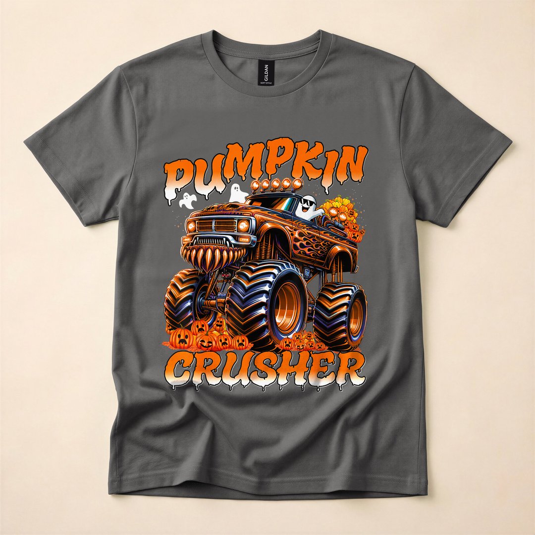 Pumpkin Crusher Monster Truck Halloween Boys T-Shirt - photo 5