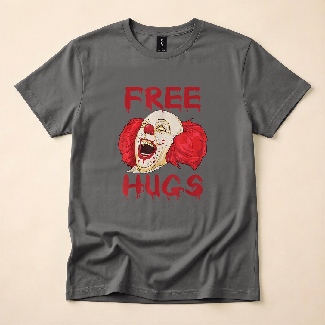 Free Hugs Scary Killer Clown Halloween Horror T-Shirt - photo 5