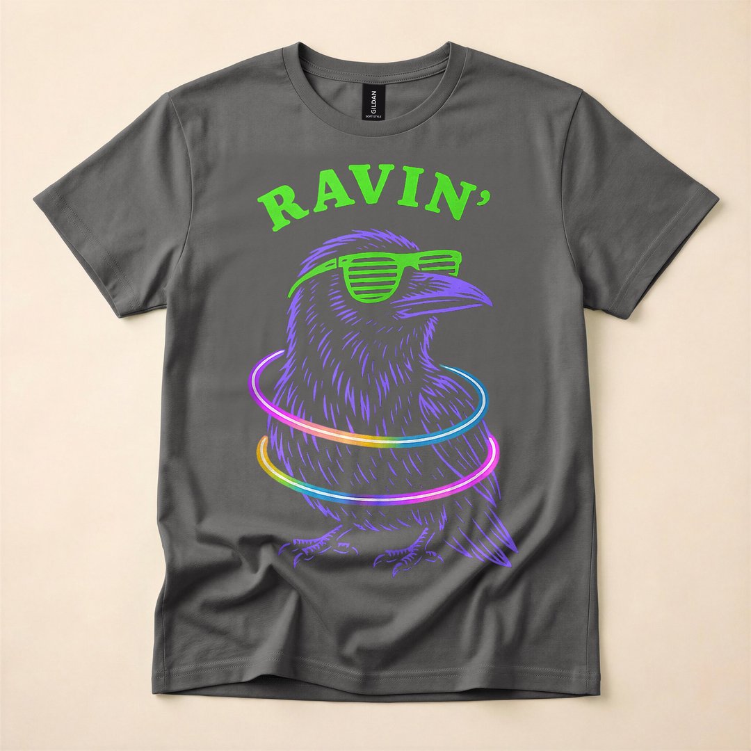 Ravin Raven EDM Techno Halloween Rave Party T-Shirt - photo 5