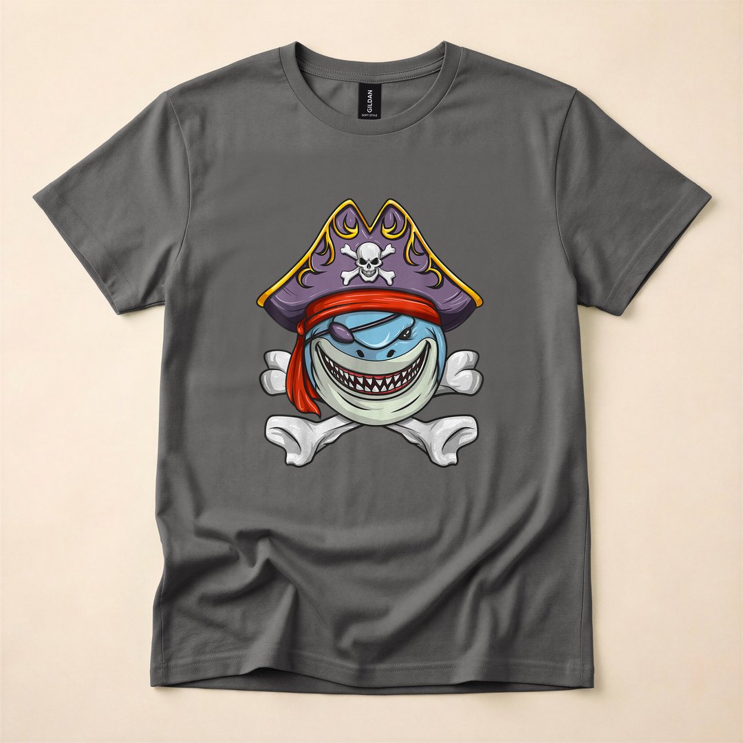 Pirate Shark Crossbones Funny Halloween Costume T-Shirt - photo 5