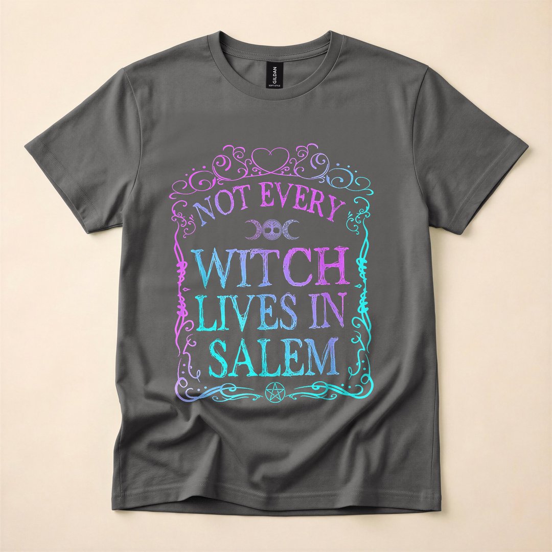 Not Every Witch Lives in Salem T-Shirt, Spooky Season Witchy Halloween Graphic Tee - photo 5