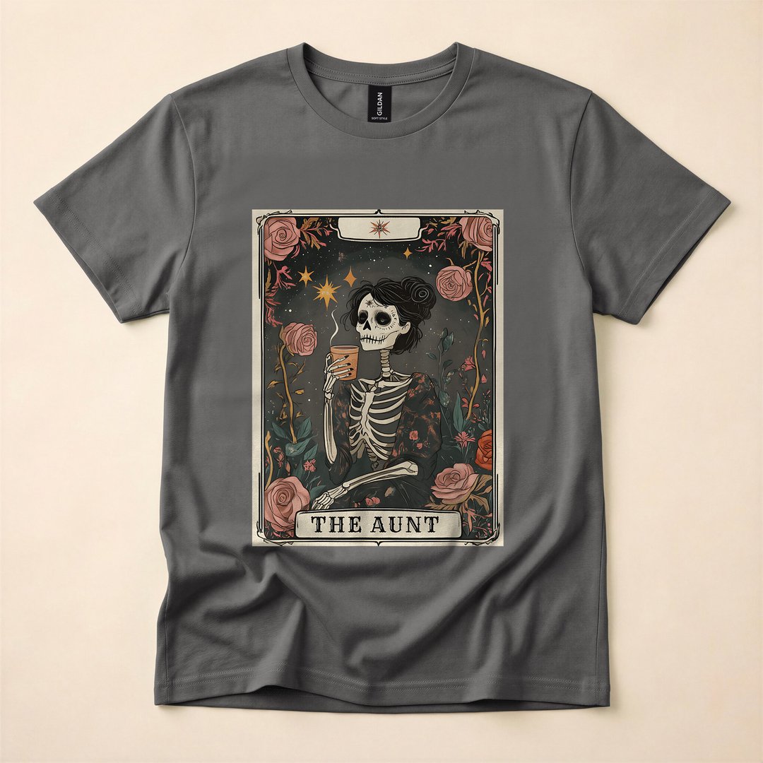 The Aunt Tarot Card Skeleton Coffee Lover T-Shirt - photo 5