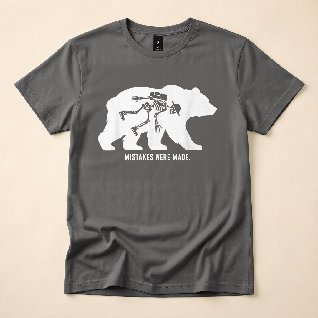 Mistakes Were Made Funny Skeleton Hiking T-Shirt - photo 5