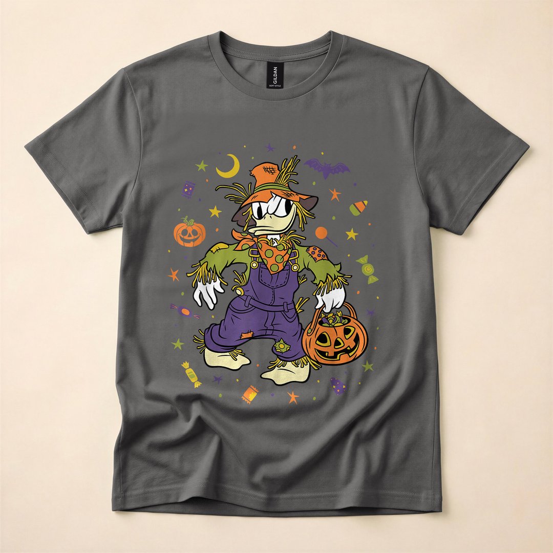 Donald Duck Scarecrow Trick-or-Treat Halloween Icons T-Shirt - photo 5