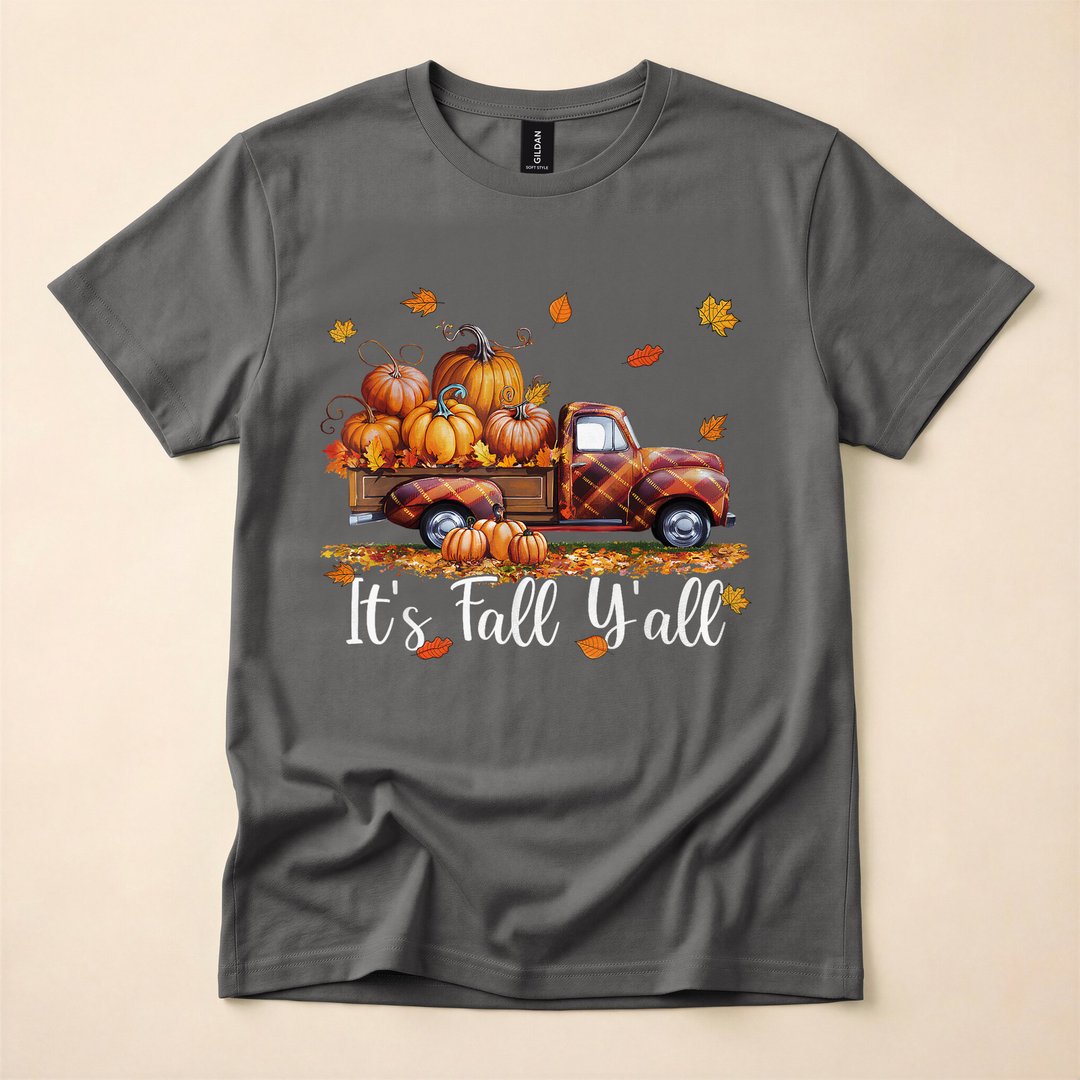 It's Fall Y'all Pumpkin Truck Autumn T-Shirt - photo 5