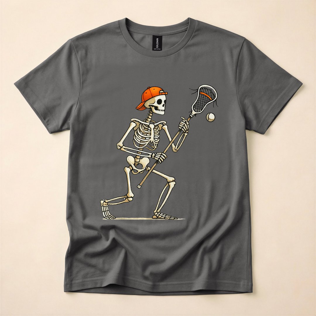 Skeleton Lacrosse Player Funny Halloween Costume T-Shirt - photo 5