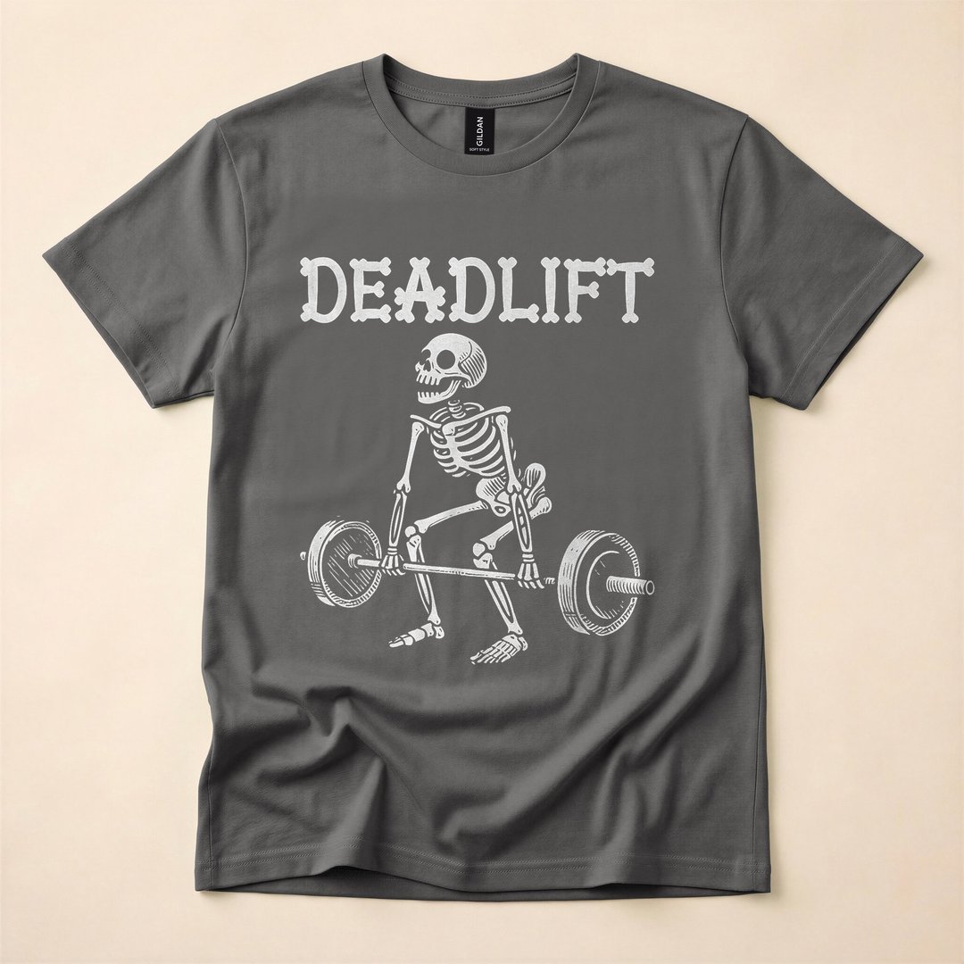 Deadlift Skeleton Funny Halloween Weightlifting T-Shirt - photo 5