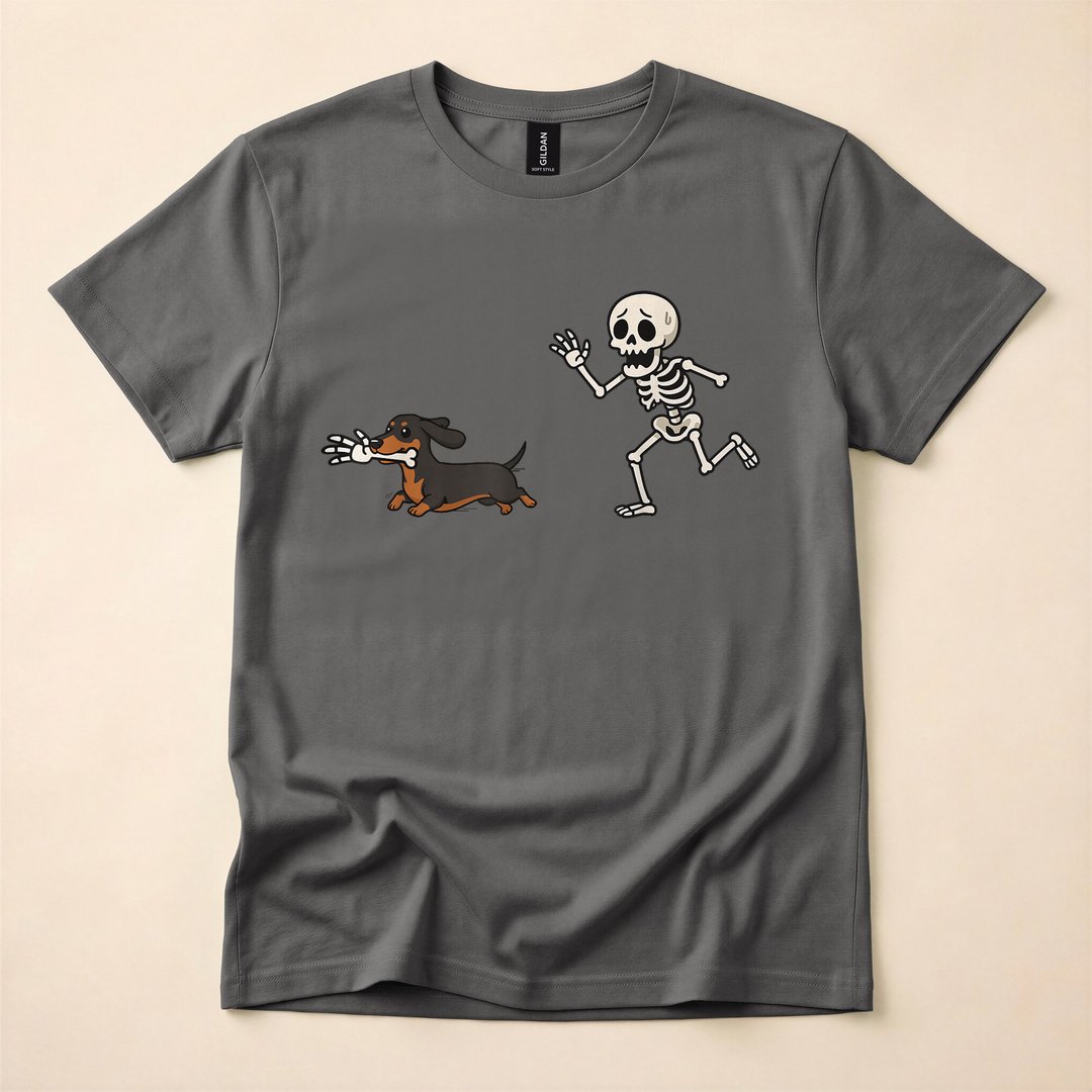 Dachshund Skeleton Bones Funny Halloween Dog T-Shirt - photo 5