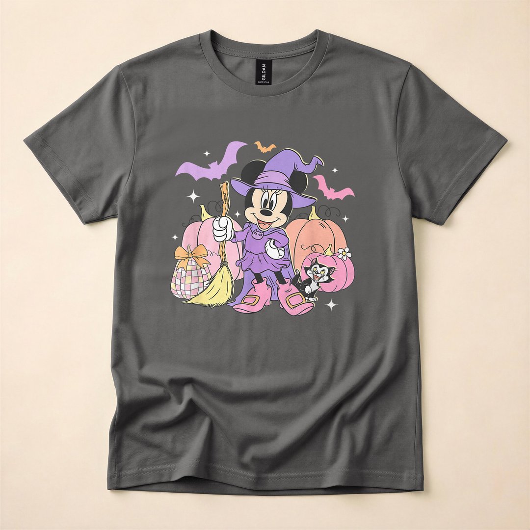 Disney Minnie Mouse Cute Purple Witch Halloween T-Shirt - photo 5
