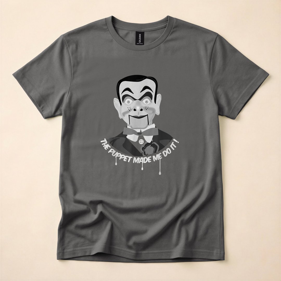 The Puppet Made Me Do It Creepy Ventriloquist Halloween T-Shirt - photo 5