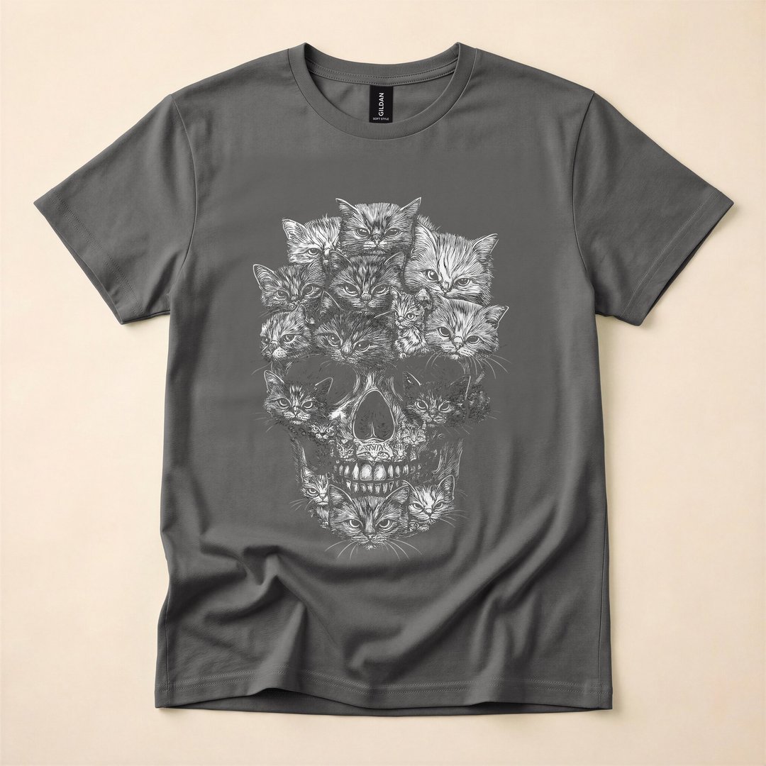 A Skull But It's Cats Kitty Skeleton Halloween T-Shirt - photo 5