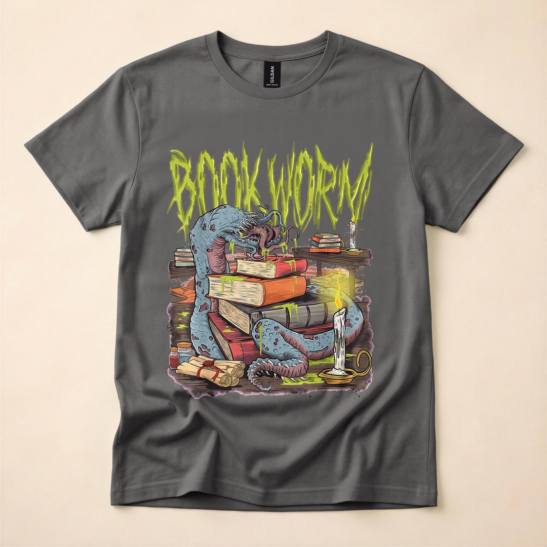 Bookworm Monster Funny Horror Reading Lover T-Shirt - photo 5