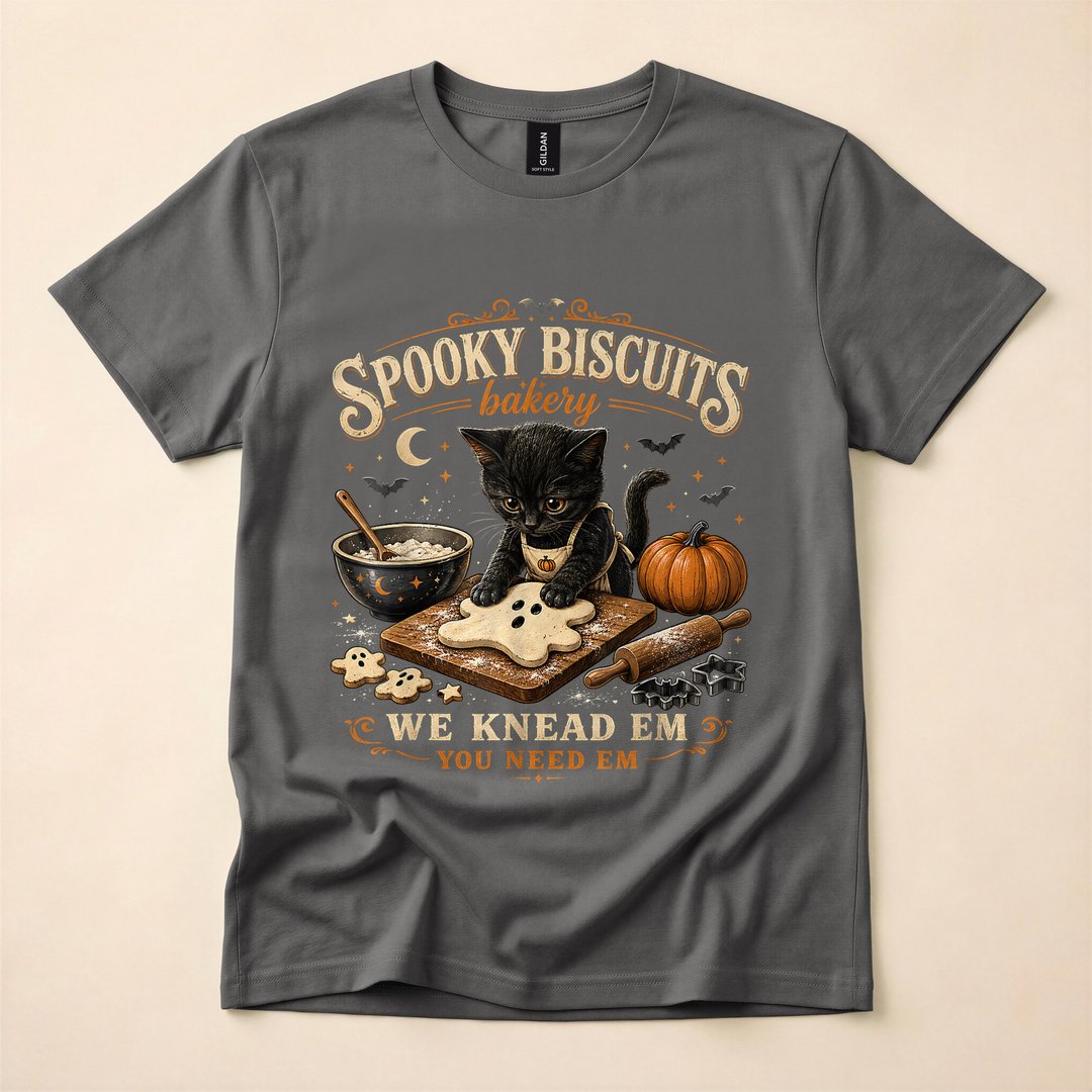 Spooky Biscuits Bakery Vintage Kitten Autumn T-Shirt - photo 5