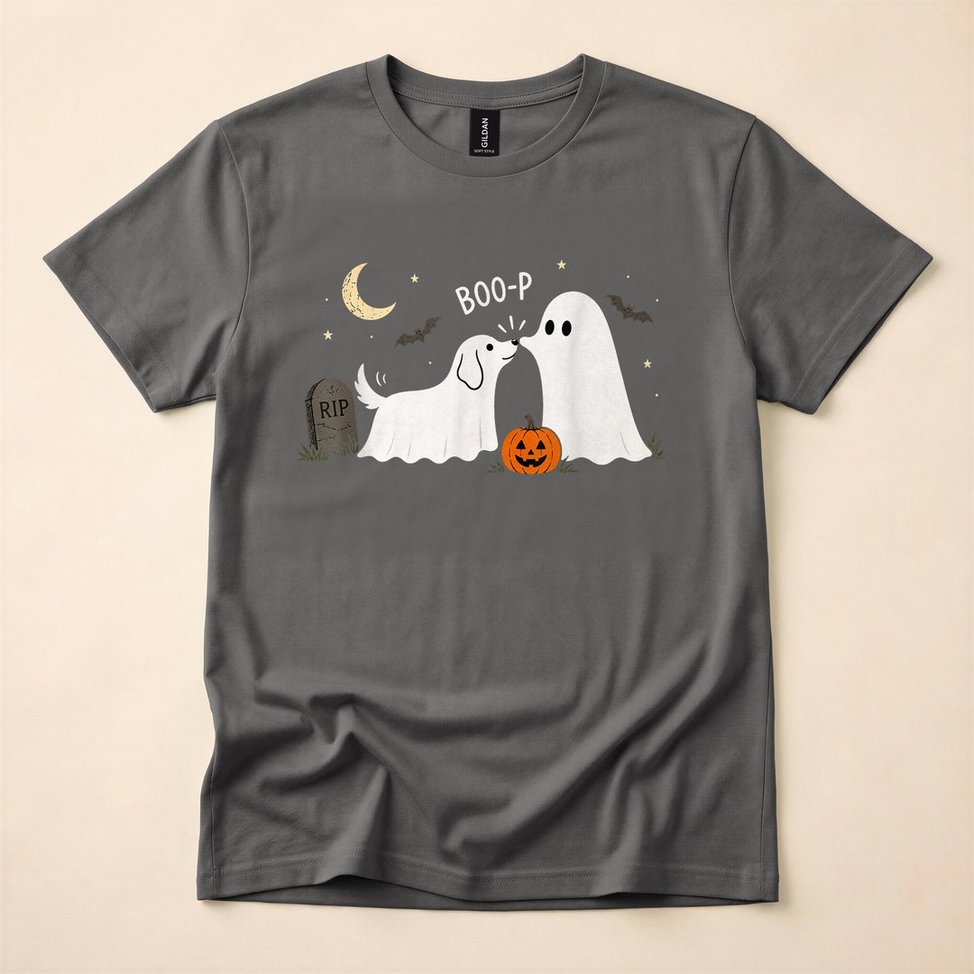 Retro Boo Ghost Dog Funny Halloween T-Shirt - photo 5