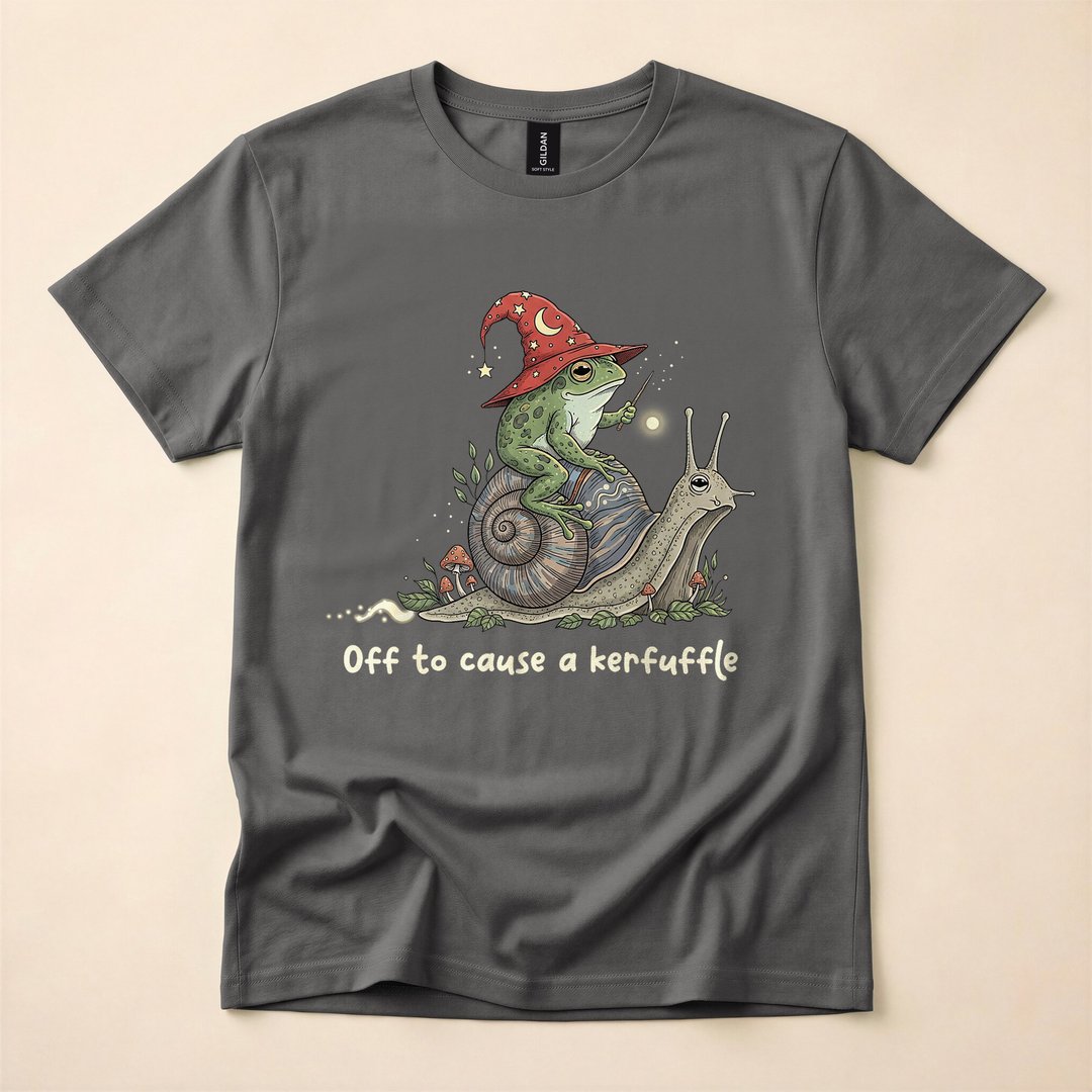 Witchy Frog Wizard Off to Cause a Kerfuffle Meme T-Shirt - photo 5