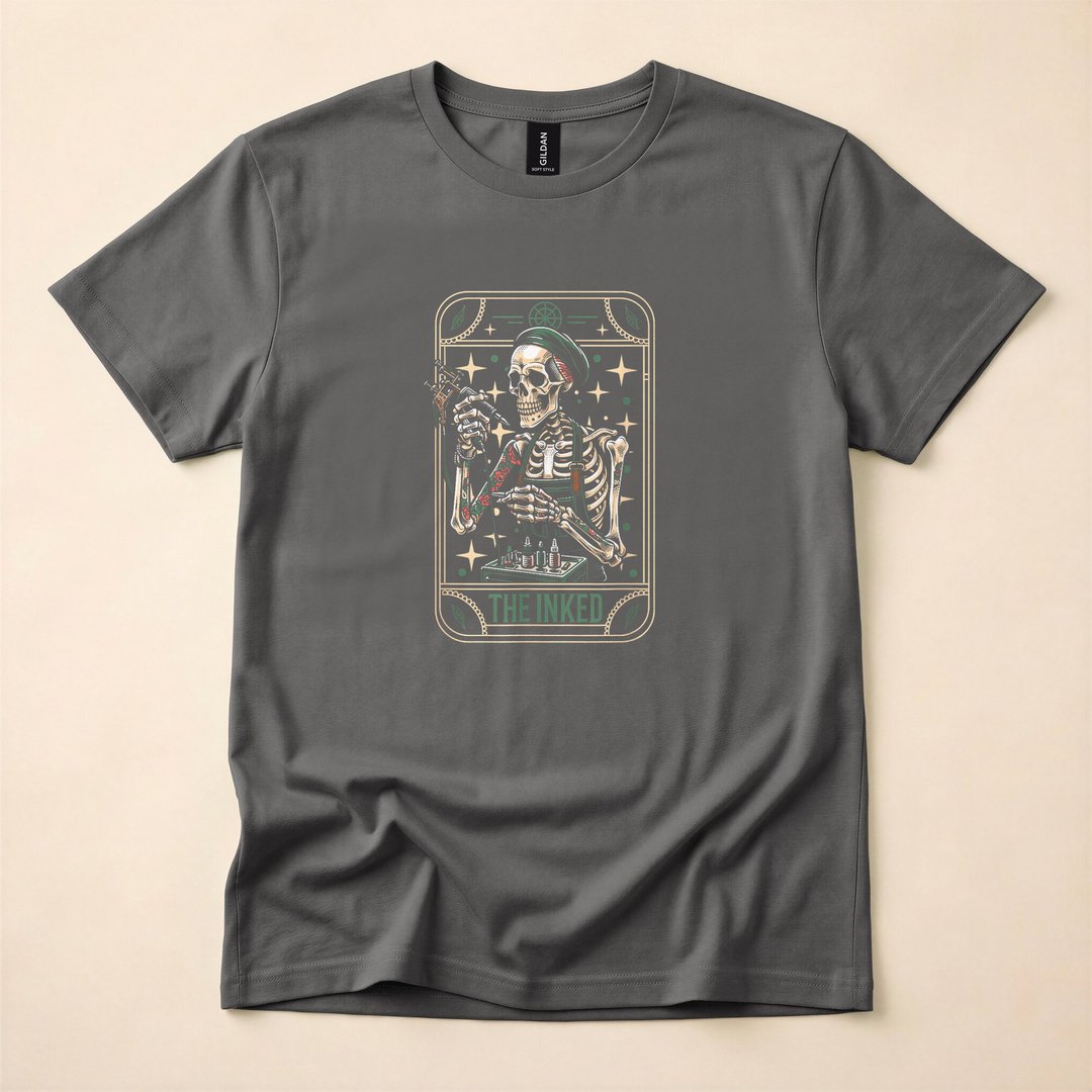 Death Skeleton Tarot Card Goth Tattoo Art T-Shirt - photo 5