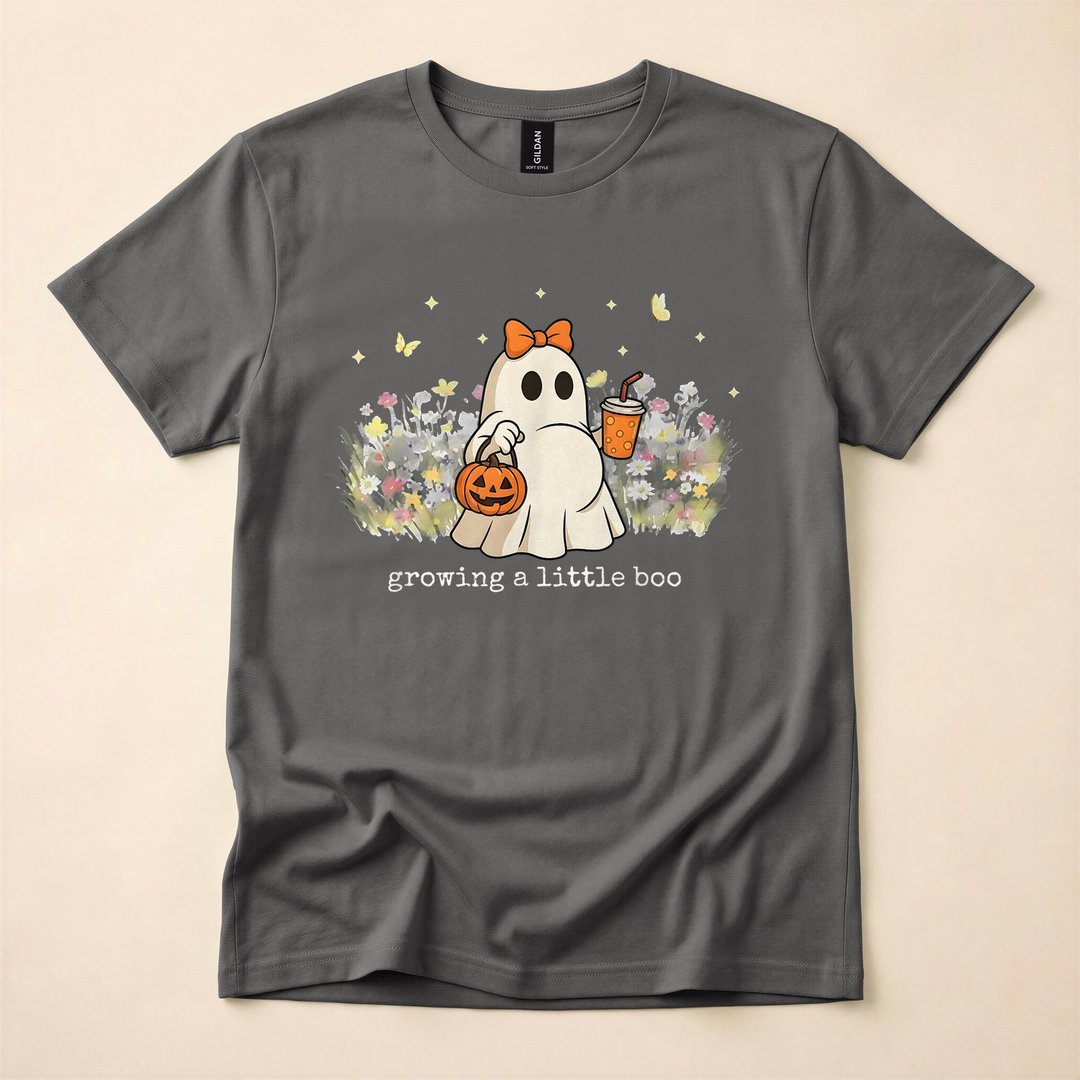 Growing a Little Boo Ghost Halloween Pregnancy T-Shirt - photo 5