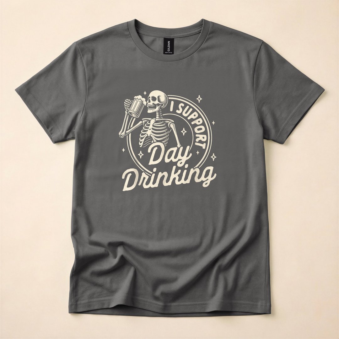 Skeleton Beer Lover I Support Day Drinking Funny T-Shirt - photo 5