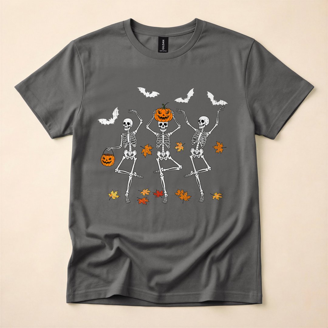 Spooky Dancing Skeletons Funny Fall Halloween T-Shirt - photo 5