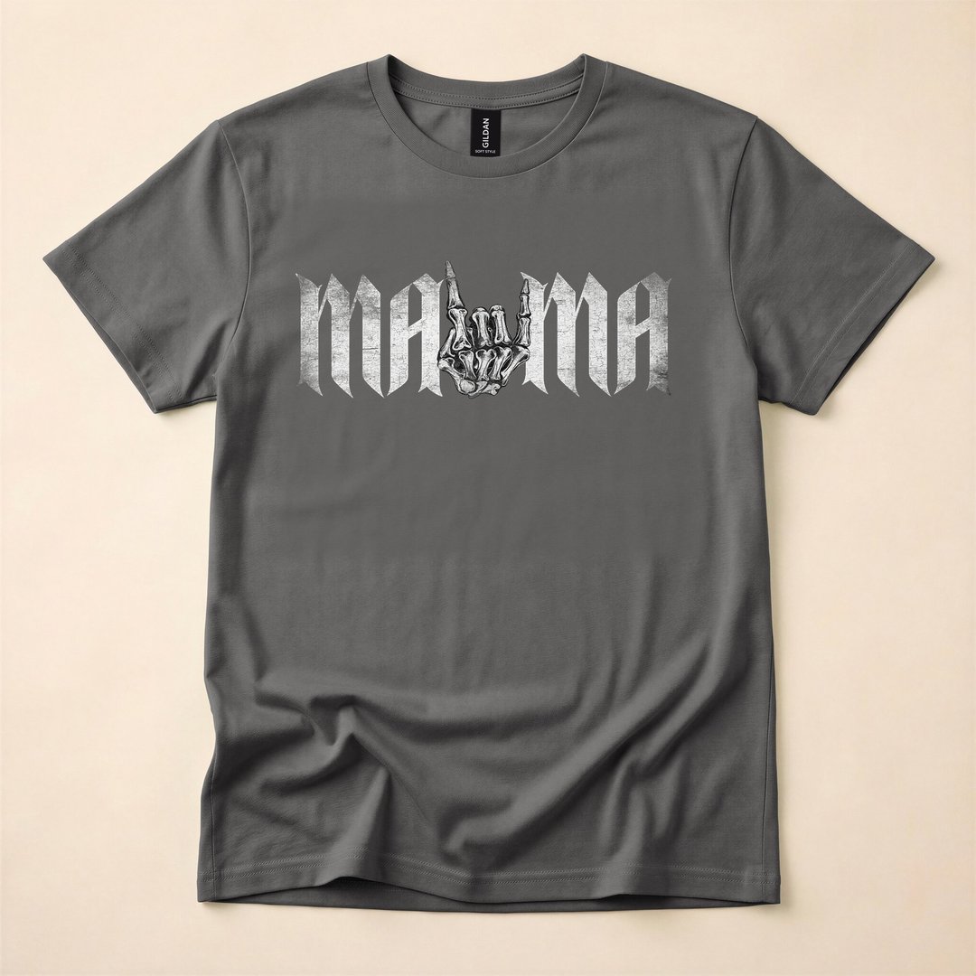 Mama Rock On Skeleton Hand Rock and Roll T-Shirt, Funny Halloween Gift for Mom - photo 5