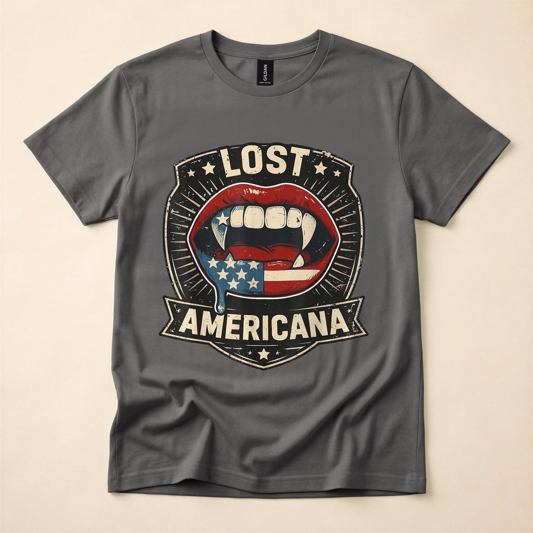 Lost Americana Vampire Retro Patriotic Halloween T-Shirt - photo 5