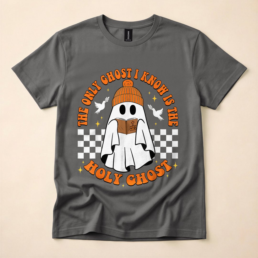 The Only Ghost I Know Is the Holy Ghost Halloween T-Shirt, Christian Spooky Season Graphic Tee - photo 5