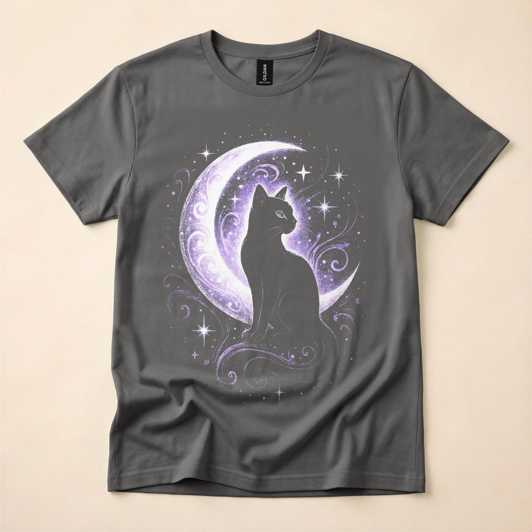 Witchy Moon Cat Pastel Goth Witch Aesthetic T-Shirt - photo 5