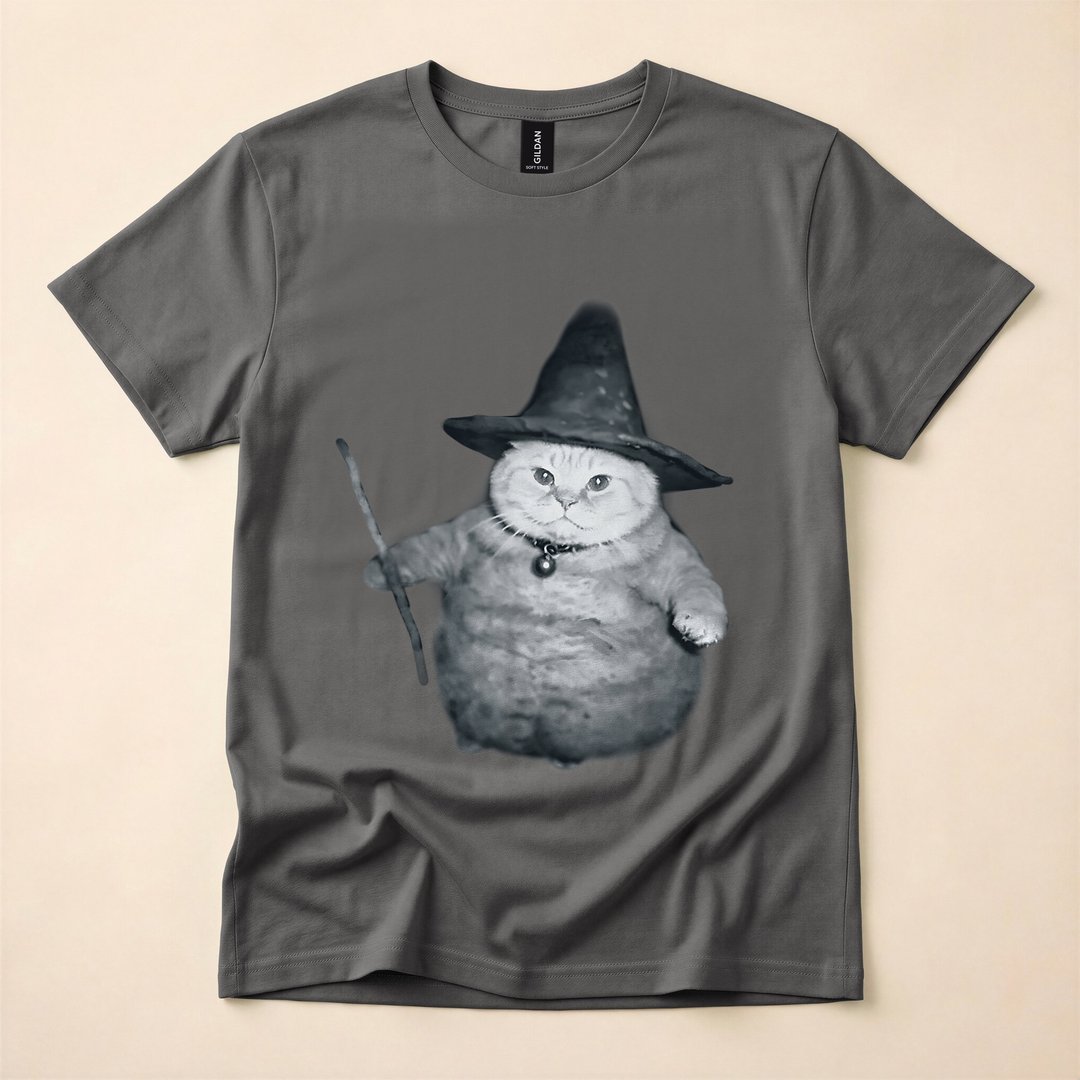 Wizard Kitten Witch Cat Chonk Meme Halloween T-Shirt - photo 5