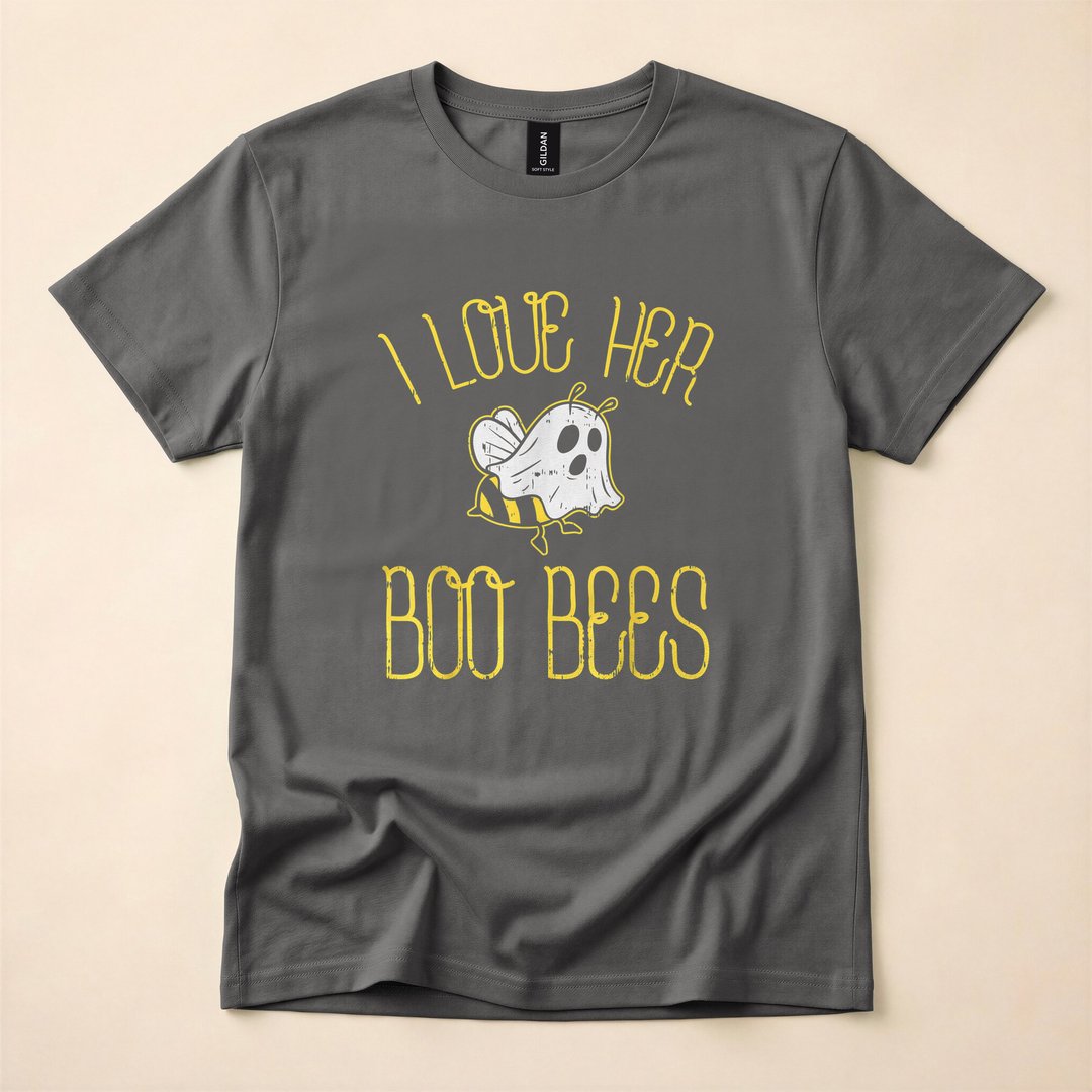 I Love Her Boo Bees Halloween Matching Couple T-Shirt - photo 5