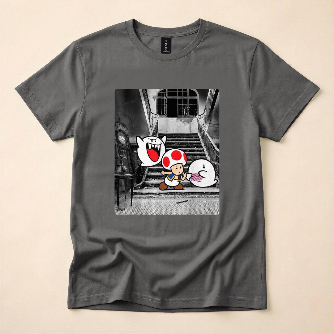 Toad and Boo Haunted Mansion Portrait Halloween T-Shirt - photo 5