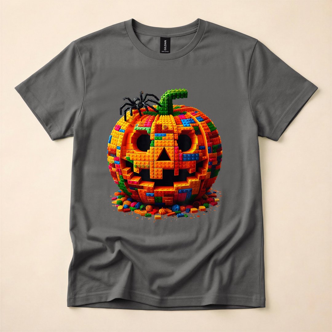 Master Builder Pumpkin Building Blocks Halloween T-Shirt - photo 5